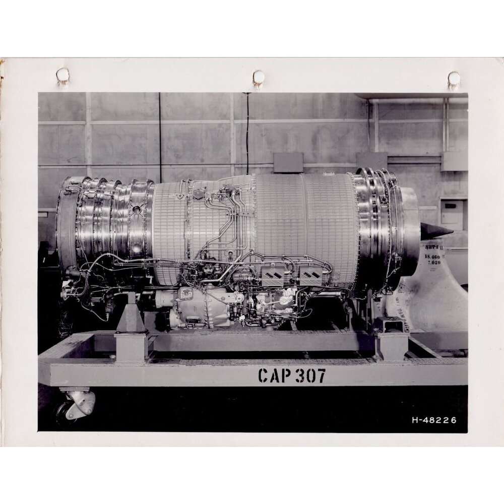 Vintage GRUMMAN F-14 Jet Engine CAP 307 Photograph Black & White, Glossy H-48226